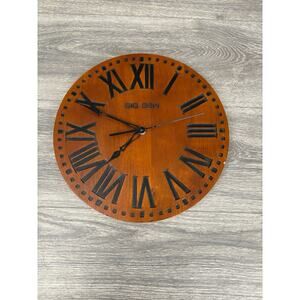 Westclox Big Ben Mid Century Modern MCM Solid Wood Battery Quartz Wall Clock